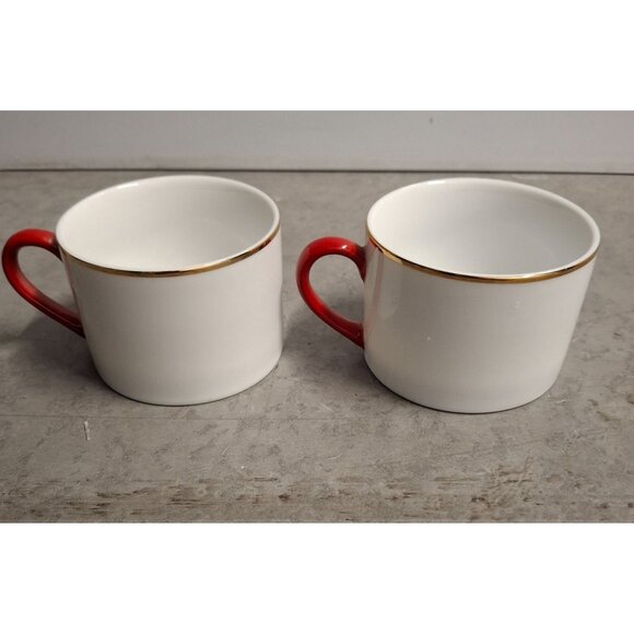 Set of 2 10 Strawberry Street Porcelain Mugs With Red Handles Gold Trim 8 Oz - Picture 2 of 5